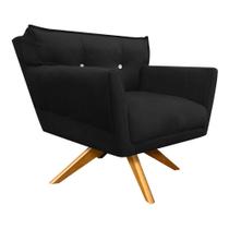 Kit 01 Namoradeira E 02 Poltronas Anitta Suede Preto