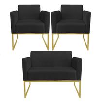 Kit 01 Namoradeira e 02 Poltronas Marisa Suede Base Kit 01 Namoradeira e 02 Poltronas Marisa Suede Base