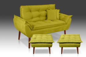 Kit 01 namoradeira OPALA + 02 puff Opala + 02 Almofadas suede Amarelo LM Kit 01 namoradeira OPALA + 02 puff Opala + 02 Almofadas suede Amarelo LM