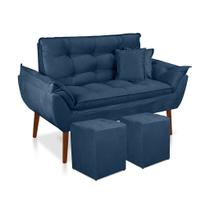 Kit 01 Namoradeira Opala + 02 Puff Quadrado + 02 Almofadas Suede