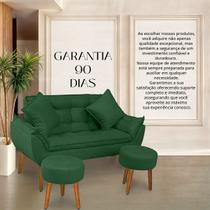 Kit 01 Namoradeira Opala + 02 Puff Redondo + 02 Almofadas Suede Verde -Alto Padrão