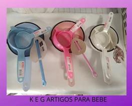 Kit 01 papeiro 600ml 01 colher 01 peneira p 01 peneira m para bebe branco - AGATA