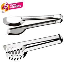 Kit 01 Pegador Universal Tipo Pinça em Inox E 1 Pegador Serrilhado Para Massas Salada Petiscos Kit 01 Pegador Universal Tipo Pinça em Inox E 1 Pegador Serrilhado Para Massas Salada Petiscos