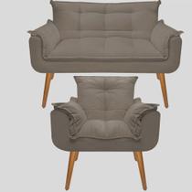 Kit 01 Poltrona + 01 Namoradeira Opala Suede Capuccino -CASA DA POLTRONA Kit 01 Poltrona + 01 Namoradeira Opala Suede Capuccino -CASA DA POLTRONA