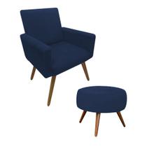 Kit 01 Poltrona Decorativa Nina + Puff Suede Azul Marinho s/r Kit 01 Poltrona Decorativa Nina + Puff Suede Azul Marinho s/r