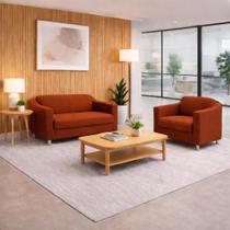 Kit 01 Poltrona Decorativa Tilla + Namoradeira Sala Espera