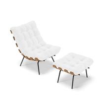 Kit 01 Poltrona E 01 Puff Costela Corano Branco Kit 01 Poltrona E 01 Puff Costela Corano Branco