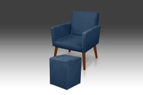Kit 01 Poltrona Nina + 01 Puf Quadrado Azul Marinho -MODENA DECOR Kit 01 Poltrona Nina + 01 Puf Quadrado Azul Marinho -MODENA DECOR