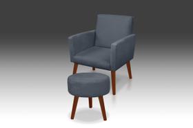 Kit 01 Poltrona Nina + 01 Puf Redondo Suede Azul Turquesa -Modena Decor Kit 01 Poltrona Nina + 01 Puf Redondo Suede Azul Turquesa -Modena Decor