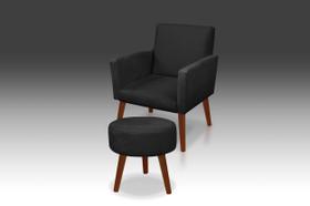 Kit 01 Poltrona Nina + 01 Puf Redondo Suede Preto -Modena Decor Kit 01 Poltrona Nina + 01 Puf Redondo Suede Preto -Modena Decor