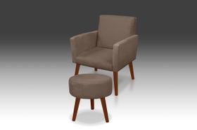 Kit 01 Poltrona Nina + 01 Puff Redondo Suede Cappuccino-Modena Decor Kit 01 Poltrona Nina + 01 Puff Redondo Suede Cappuccino-Modena Decor