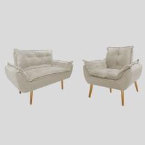 Kit 01 Poltrona Opala + 01 Namoradeia Opala Suede Bege -CASA DA POLTRONA Kit 01 Poltrona Opala + 01 Namoradeia Opala Suede Bege -CASA DA POLTRONA