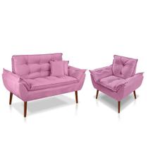 Kit 01 Poltrona Opala + 01 Namoradeira opala + 02 Almofadas Suede Rose
