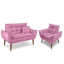 Kit 01 Poltrona Opala + 01 Namoradeira opala + 02 Almofadas Suede Rose