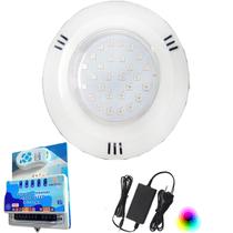 Kit 01 REFLETOR HIPER LED 15W ABS RGB + Comando SMD Brustec