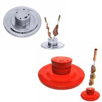 Kit 01 Suporte Espeto de Mesa em Aluminio e 01 Suporte Vermelho Jl Artesanatos