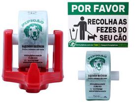Kit 01 Suporte Parede Com 02 Rolos De Saquinhos E Placa