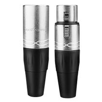 Kit 01 Xlr Fêmea + 01 Xlr Macho 3 Pinos Niquelados Roxtone Cor Prateado