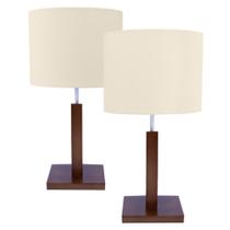 Kit 02 Abajur Luminária Quarto Pé Quadrado Imbuia Cúpula Algodão Crú (bege) Kit 02 Abajur Luminária Quarto Pé Quadrado Imbuia Cúpula Algodão Crú (bege)