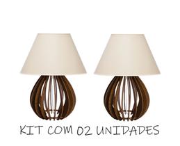 Kit 02 Abajures Luminária Bola Mdf Marrom Kit 02 Abajures Luminária Bola Mdf Marrom