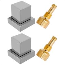 Kit 02 Acabamento Cromado Quadrado Registro Pressão Docol