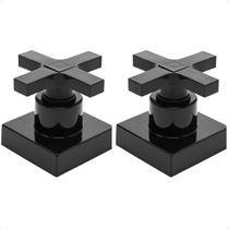 Kit 02 Acabamento Cruzeta Preto Registro Pressão Deca