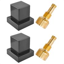 Kit 02 Acabamento Preto Quadrado Registro Pressão - Docol