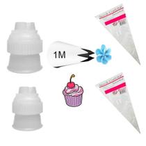 Kit 02 Adaptadores 01 Bico 1m Wilton e 02 Sacos Kit 02 Adaptadores 01 Bico 1m Wilton e 02 Sacos