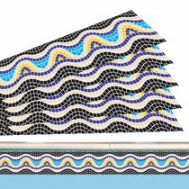 Kit 02 Adesivos Piscina Borda Mosaico Ondulado Escuro 100x10cm