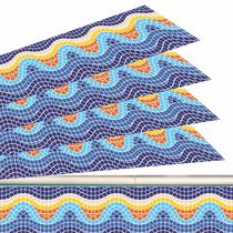 Kit 02 Adesivos Piscina Vinílico Mosaico Ondulado Colorido 100x20cm Kit 02 Adesivos Piscina Vinílico Mosaico Ondulado Colorido 100x20cm