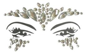 Kit 02 Adesivos Strass Maquiagem Festas Carnaval Cor Prata