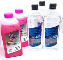 Kit 02 Aditivos para Radiador Rosa e 03 Aguas para Diluição de Aditivos Kit 02 Aditivos para Radiador Rosa e 03 Aguas para Diluição de Aditivos
