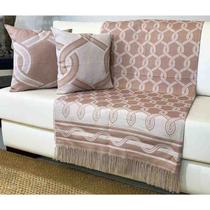 Kit 02 Almofadas 45 x 45 cm e 01 Manta 1,40 x 2,00 m Aramado Rose Drafmil