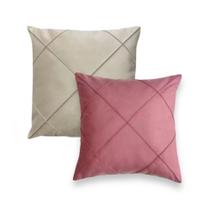 Kit 02 Almofadas Cheias Drapeadas em Suede 45x45cm Sala Sofá Quarto