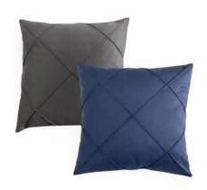 Kit 02 Almofadas Cheias Drapeadas em Suede 45x45cm Sala Sofá Quarto