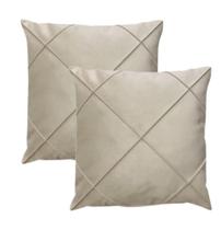 Kit 02 Almofadas Cheias Drapeadas em Suede 45x45cm Sala Sofá Quarto