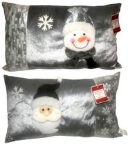 Kit 02 Almofadas Decorativas Especiais Luxo Prata Prateado - Enfeite De Natal Para Casa Sofá - Decoração Natalina : Papai Noel + Boneco De Neve - WMS