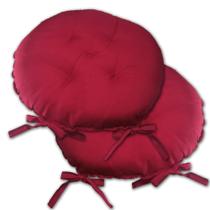 Kit 02 Almofadas Futon Redondo Assento para Cadeira 40x40 Vermelho Cód. 2529