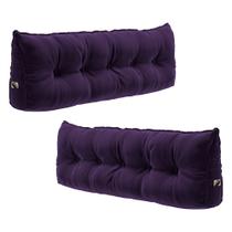 Kit 02 Almofadas Para Cabeceira Encosto Apoio Lombar Spot 140cm com Porta Celular Veludo - Abmaza