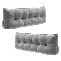 Kit 02 Almofadas Para Cabeceira Encosto Apoio Lombar Spot 160cm com Porta Celular Veludo - Desk Design