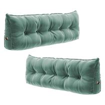 Kit 02 Almofadas Para Cabeceira Encosto Apoio Lombar Spot 195cm com Porta Celular Veludo - Abmaza