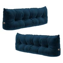 Kit 02 Almofadas Para Cabeceira Encosto Apoio Lombar Spot 195cm com Porta Celular Veludo - Abmaza