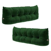 Kit 02 Almofadas Para Cabeceira Encosto Apoio Lombar Spot 195cm com Porta Celular Veludo - Desk Design