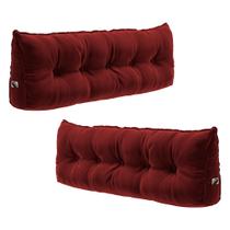 Kit 02 Almofadas Para Cabeceira Encosto Apoio Lombar Spot 90cm com Porta Celular Veludo - Desk Design