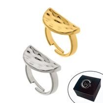 Kit 02 Anéis Orgânicos Duo Prata e Ouro com Abertura - Medida Interna 18mm (Aro17)