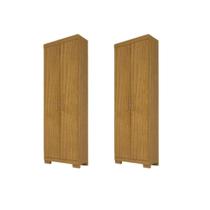Kit 02 Armário Multiuso Irís 2 Portas Com Chave Cinamomo Cozinha Lavanderia Escritório ACP Móveis