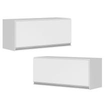 Kit 02 Armários Aéreo Multiuso Geladeira Lux 60cm 100% MDF 01 Porta Basculante - Desk Design