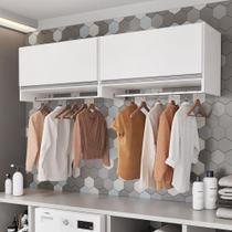 Kit 02 Armários Multiuso Aéreo Cabideiro Grécia Branco - Lyam Decor Kit 02 Armários Multiuso Aéreo Cabideiro Grécia Branco - Lyam Decor