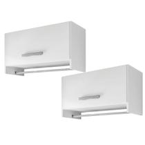 Kit 02 Armários Multiuso Aéreo Cabideiro Grécia Branco - Lyam Decor Kit 02 Armários Multiuso Aéreo Cabideiro Grécia Branco - Lyam Decor