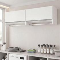 Kit 02 Armários Multiuso Aéreo Cabideiro Grécia L03 Branco - Lyam Decor